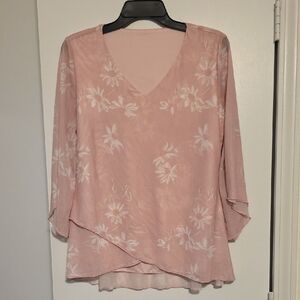 Elegant Pink Floral Women's Spring Top